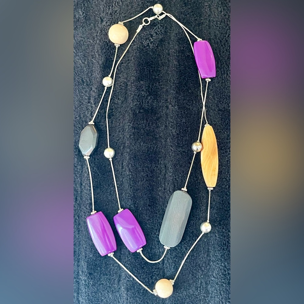 Geometric Multi Strand Statement Necklace - Picture 6 of 6